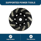 Benchmark Abrasives 4 Inch Grinder Wheels Threaded Swirly Turbo Diamond Cup Wheel with 5/8"-11 Arbor Hole for Masonry, Natural Stone, Concrete Grinding Wheel - Angle Grinder Attachments (4”)