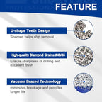 SHDIATOOL Diamond Drill Core Bits Set for Porcelain Triangle Shank Hole Saw Cutter for Tile Marble Ceramic Granite on Drill Machine 11pieces(6/8/10/20/25/28/32/35/45/50/65MM)