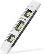 DOWELL Magnetic Torpedo Level Mini Bubble Level Box Spirit Level Alloy Frame 180/90/45 Degree 9-Inch (1, White)