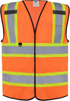 Dazonity Safety Vest with Multi-Pockets,2pcs,Reflective & High Visibility for Work,Construction,Parking,Warehouse,Orange