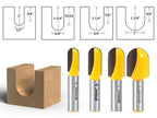 YONICO Round Nose Core Box Router Bit Set 4 Bit 1/2-Inch Shank 14461