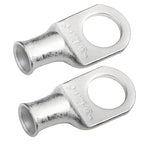 SELTERM 2pcs 4 AWG-1/2 Stud Tinned Copper Wire Lugs, Heavy Duty Battery Cable Ends,4 Guage Ring Terminals, UL Battery Lugs Marine Grade Copper Eyelets Electrical Battery Terminal Connectors