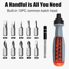 11 in 1 Screwdriver, Portable Multifunctional Screwdriver Set, Flat Head/Slotted/Phillips/Hex/Square Head/Hex, Nut Driver Suitable for Outdoor and Daily Maintenance Tools