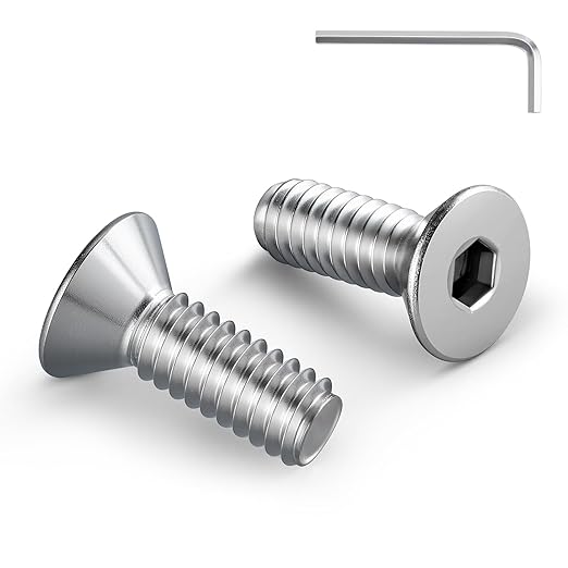 5/16-18 Bolt, 5/16-18 x 3/4 Inch Flat Socket Head Screws 30Pcs, 304 Stainless Steel 18-18 Countersunk Bolts, Full Thread, with Hex Spanner