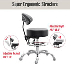 Drafting Chair Big Cushion Rolling Stool with Back, Tall Shop StoolRolling Chair with Footrest for Studio, Workshop, Classroom, Lab, Counter, Home Office (Black)