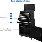 TUFFIOM 5-Drawer Rolling Tool Chest, Tool Storage Cabinet w/Drawers, Lockable Wheels, Detachable Top & Adjustable Shelf, Mechanic Tool Organizer Box for Garage, Workshop, Warehouse & Repair Shop