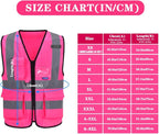 A-SAFETY Pink High Visibility Vest,Reflective Safety Vest Workwear,7 Pockets Hi Vis Durable Vest with Reflective Tapes 4 Lower Pockets,3XL