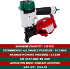 BHTOP Mexican CN45N Roofing Nailer, 15 Degree Roofing Nail Gun, 3/4-Inch to 1-3/4-Inch Coil Nails, 120-pcs Load Capacity Coil Naile (Green/Red）