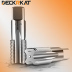 5-Piece NPT Pipe Tap Set, Precision Carbon Steel NPT Tap Thread Cutting Brill Bits Set for Clean Accurate Threads, 1/2" NPT Tap, Perfect for Plumbers Mechanics DIYers, with Durable Plastic Case.