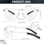 Clear Safety Glasses Bulk of 100 ANSI Z87.1 Protective Eyewear Scratch-Resistant for Work, Lab, Construction