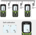 Huepar Laser Distance Meter 393Ft with Li-ion Battery & Electric Angle Sensor, Backlit LCD Laser Measure M/in/Ft with High Accuracy Multi-Measurement Modes, Pythagorean, Distance, Area&Volume