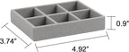 Frebeauty Small Jewelry Tray Set,Stackable Velvet Jewelry Organizer Tray,Mini Jewelry Drawer Organizer,Drawer Inserts,4.92 x 3.74 x 0.9 Inches,6 Grid Earring Organizer for Women(Set 2,Grey)
