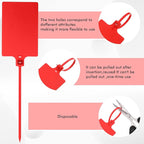 Pajean Waterproof Plastic Tags with Marker Pens and Sticker Labels, Self Locking Bag Writable Tags with Wire Cable Ties for Luggage(Red,50 Pieces)