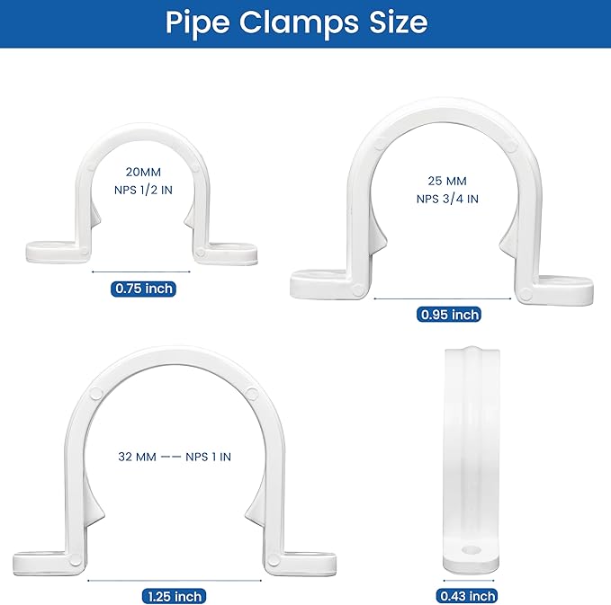 20 Set PVC conduit pipe strap clamps Φ32 MM - SCH 1 IN,Two Hole plastic pipe clips