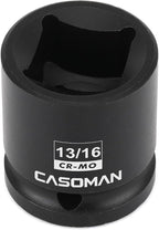CASOMAN 1/2" Drive 4-Point Square Socket-13/16", Budd Wheel Impact Socket, CR-MO
