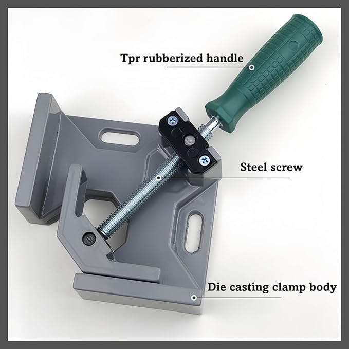 Durable Sturdy Right Angle Clamp 90°, Multi Function Right Angle Clamp with Skid Handle for Woodworking, Aluminum Alloy Adjustable Swing Jaw, Tools for Assembly Alignment Welding Picture (1, B.)