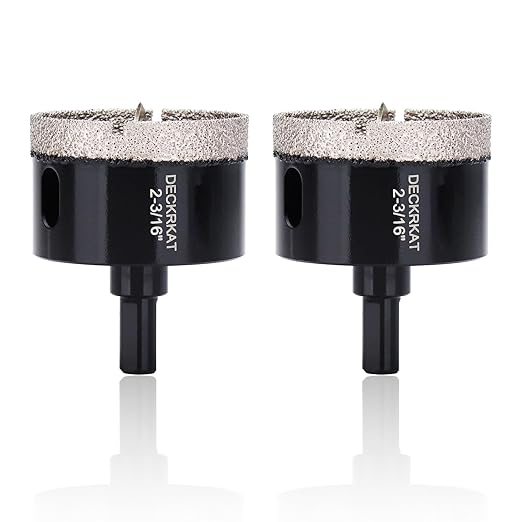 2-3/16 Inch Diamond Hole-Saw Bits with Pilot Drill Bit-2pc 2-3/16" Diamond Tipped Tile Hole Saws with Guiding Bit Accurate Drilling for Porcelain Tile Ceramic Pottery Granite Stone Glass Bottles 55mm