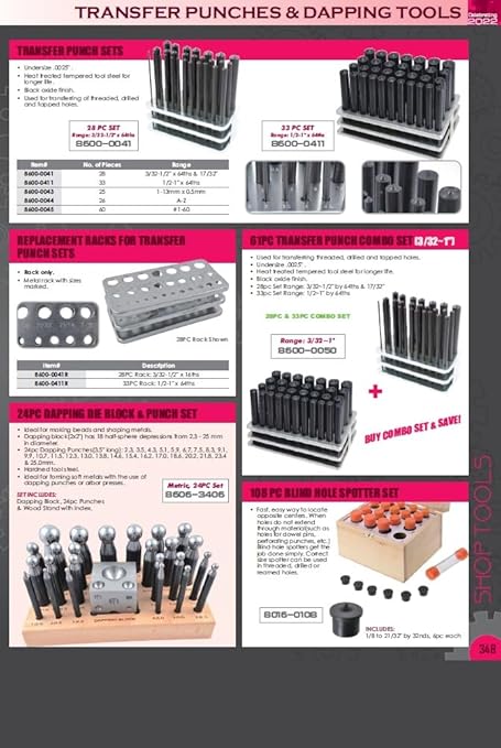 HHIP 8600-0041R 28 Piece Transfer Punch Rack, 3/32-1/2"
