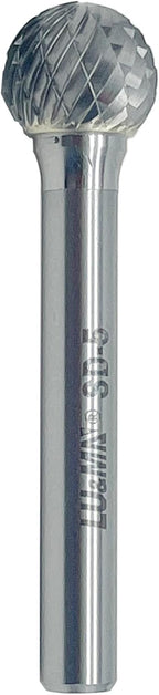 SD-5 Tungsten Carbide Burr ball Shape Double Cut Rotary Burrs File(1/2''cutter Dia ， 1/2''Cutter Length) with 1/4'' (6.35mm) Shank dia, used for metalwork, tool making, engineering, grinding by LU&MN