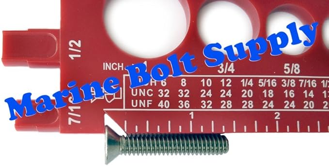 Nut, Bolt & Screw Gauge Standard & Metric Coarse & Fine Diameter, Length & Thread Pitch (Red)