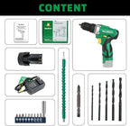 NEWBEAT Cordless Drill Set, 12V Power Drill Driver with 1 Battery and Charger, 3/8" Keyless Chuck, 2 Variable Speed, 15+1 Torque Setting, Drill Driver Kit for Home and DIY Project