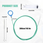 Auto Sunroof Drain Cleaning Tool, 118in Long Pipe Cleaners with Tube Cleaning Brush Syringe Hose Syringe Soft Drain Brush Pipe for Car Sunroof Trunk Wiper Hole