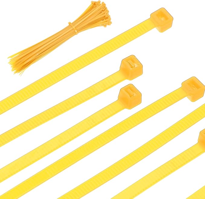 PATIKIL Cable Zip Ties 12 Inch, 100 Pcs Self-Locking Nylon Wire Tie Wraps Heavy Duty Cord Management with 50 lbs Tensile Strength for Indoor and Outdoor, Yellow (0.2" W)