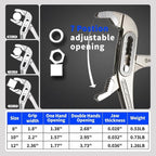 3Pcs 8&10&12-inch Water Pump Pliers Set - Channel Locks Pliers with Kitbag,Quick Adjust & Release, V-Jaw for Repairs, Gripping, Nuts, Bolts, Pipes & Fittings