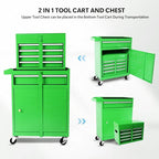 Rolling Tool Chest - 5 Drawers Tool Box Organizer with Lockable Wheels, Sliding Drawers, Detachable Top Tool Box - Tool Storage Cabinet for Garage Workshop, Green