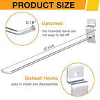 Moxweyeni 100 Pcs Heavy Duty Slatwall Panel Hooks Hanging Metal Slat Wall Hanging Hooks Silver Slat Wall Hanger Commercial Grade Slatwall Pegs Accessories for Shop Retail Display(10 Inch)