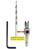 FTG USA #8 (11/64") Tungsten Carbide Tipped 82 Degree Countersink Drill Bit with Tapered Drill Bit, 1/4 Inch Quick Change Hex Shank and Allen Wrench