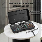 24 in 1 Magnetic Ratchet Screwdriver Set – Ratcheting Multi-Bit Screwdriver Kit with T-Handle, 24 High-Magnetic Bits, Compact & Portable for DIY, Furniture Assembly, Electronics, and Home Repair