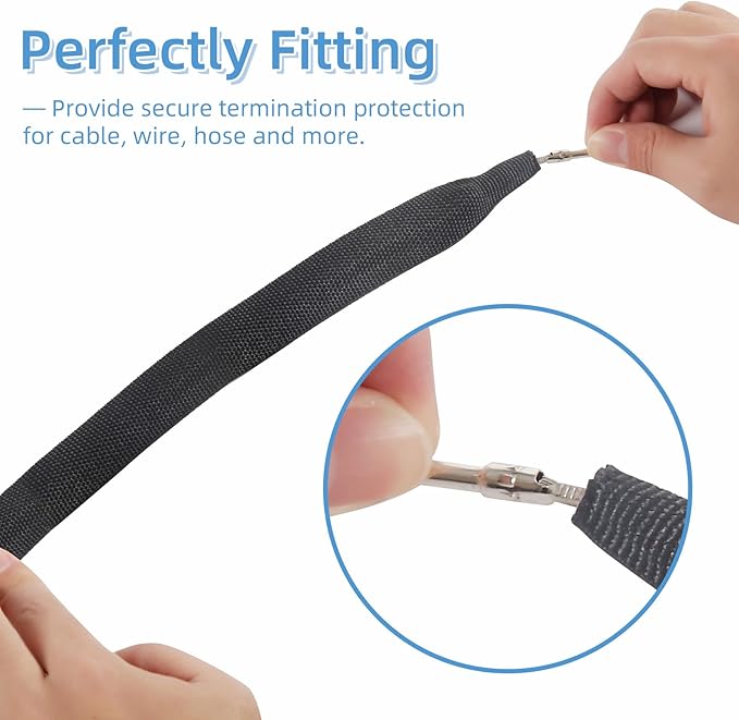 2 in 1 Heat Shrink Braided Sleeving, 3/8 Inch Shrinkable Fabric Sleeve Heat Shrink Insulating Tubing for Hose/Cable/Wire Protection (3/8"(10mm), 30FT)