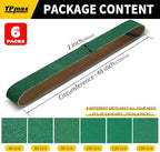 6 Pack 2 x 48 Inch Zirconia Ceramic Sanding Belts Kit – 40, 60, 80, 100, 120, 180 Grits Premium Metal Grinding Belts for Knife Sharpening, Stock Removal, and Bevel Work
