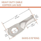 4 Pack 6 AWG 3/8 & 6 AWG 5/16 Lugs Tinned Copper Terminal,Marine Battery Welding Lugs Terminal Connectors with 8 Pieces Ratio 3:1 Dual Wall Adhesive Heat Shrink
