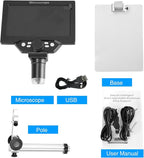 Koolertron 7" 12MP Digital Microscope, 1200X Magnification, 1080P USB Camera, 32GB TF Card, PC View, Rechargeable, LED Lights for Coin/PCB/Jewelry/Plant/Rock Inspection