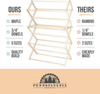 Pennsylvania Woodworks Clothes Drying Rack: Solid Maple Hard Wood Laundry Rack for Blankets, Towels, Bedding & More, Heavy Duty Folding Drying Rack, Made in USA, No Assembly Needed, XXLarge