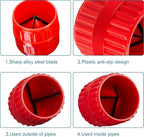 2 Pieces Red Inner-Outer Reamer Pipe and Tube Deburring Reamer Tubing Chamfer Tool for PVC/PPR/Copper/Brass/Aluminum Tubes(3/16-inch to 1-1/4-inch)