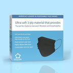 Litepak 125-Pack Disposable Face Mask Premium Comfort Earloops with Dispenser Box (Black)