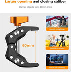 K&F Concept Camera Mount Clamp, Super Crab Clamp with 1/4" Thread Holes, 60mm Max Opening, Payload 11 Lbs/5kg, for Round Pipe Flat Surface, Monitors, LED Lights, and Other Photographic Accessories