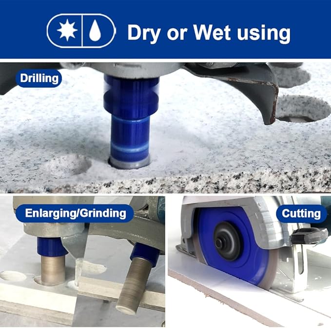 SHDIATOOL Diamond Drill Core Bits Set Milling Bits for Porcelain Hole Saw Cutter for Tile Marble Ceramic Granite Saw Blade Kit 5/8-inch-11 6pieces
