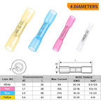 120PCS Heat Shrink Butt Connectors,Solder Seal Butt Splices, Waterproof Insulated for Marine, Automotive, Electrical Wiring