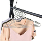 16.5” Wire Hanger 4mm Lockable Hangers 10Pack Stainless Steel Slim Thin Heavy Duty Windproof Lock Hook Metal Space Saving Clothes Hotel Hangers for RV Camping Silver (10)