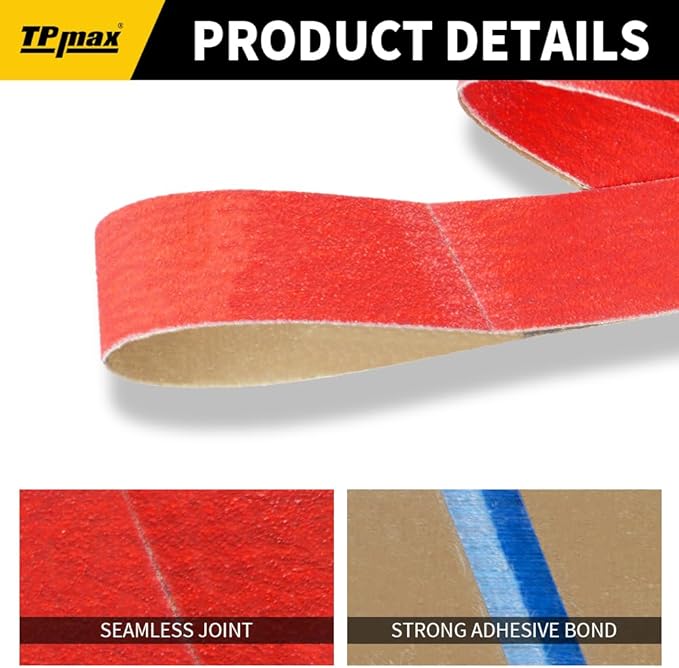 2x72 Inch Ceramic Sanding Belts (40/60/80/120 Grits) – High-Performance Sander Sharpening Belts for Knife Making, Metalworking, and Woodworking