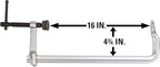 Wilton Heavy-Duty F-Clamp, 16" Opening, 4-3/4" Throat, 2660 Lbs. Clamping Force (Model GSM40)