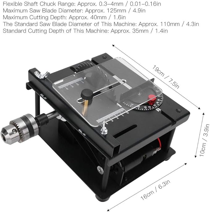 Focket Sliding Compound Miter Saw, Multifunctional Mini Table Saw, 3000rpm, 35mm Cutting Depth, 0-90 Bevel Cutting, Extensible Table, Crosscutting, Versatile Material Cutting