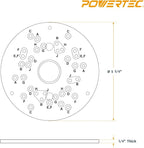POWERTEC 72148 10pc Router Template Bushing Guides Set 5/16 to 1 Inch Fits Porter Cable Router Sub Bases & Dia 5-3/4" Trim Router Base Plate, Centering Pin and Cone, Perfect for Precision Woodworking