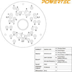 POWERTEC 72148 10pc Router Template Bushing Guides Set 5/16 to 1 Inch Fits Porter Cable Router Sub Bases & Dia 5-3/4" Trim Router Base Plate, Centering Pin and Cone, Perfect for Precision Woodworking