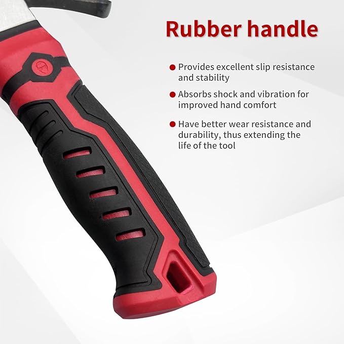 Small Hammer12oz, Small Hammer Tool, Claw Hammers, Small Hammer for Picture Hanging, Martillos De Construccion, Small Hammer for Women, Suitable for Family, Camping, Stakes, DIY, Red x Black