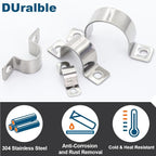 1-1/4 Inch Stainless Steel Conduit Clamps Two Hole Pipe Clamps Metal U Bracket Conduit Fixing Clips, Universal Clamp for Cylindrical Components - Fits OD 32 mm (Approx.1-1/4") | 14 Pcs